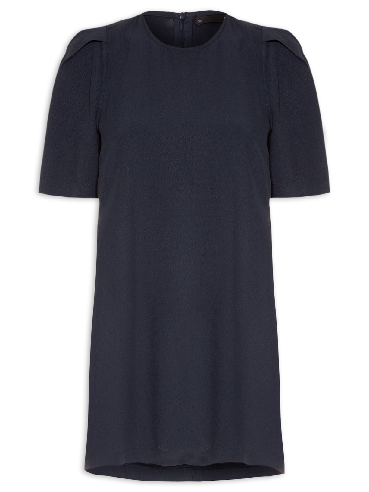 Vestido Curto Em Crepe - Azul