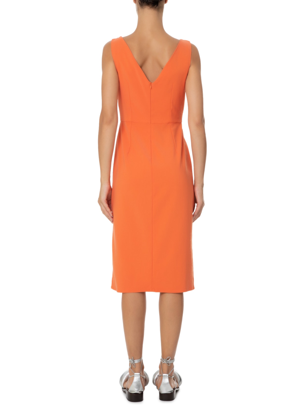 Vestido Curto Em Crepe Liso Laranja '2Essential