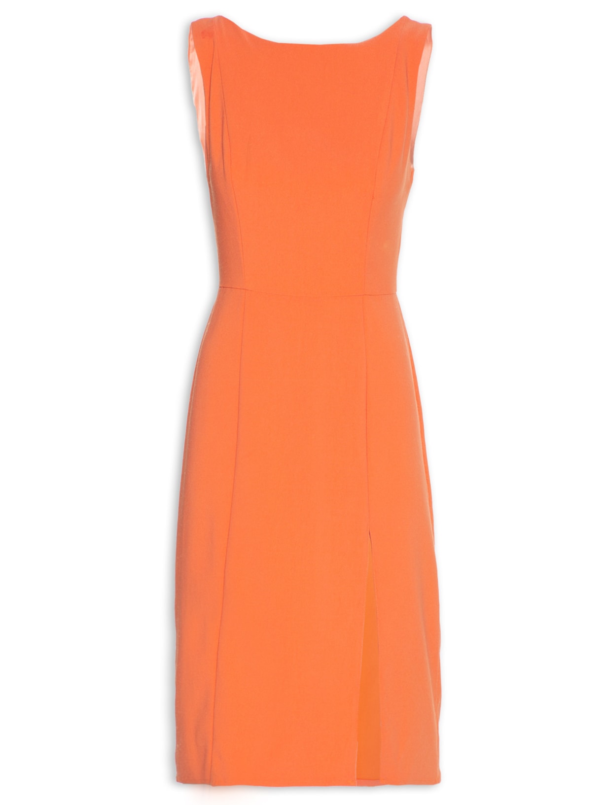 Vestido Curto Em Crepe Liso - Laranja