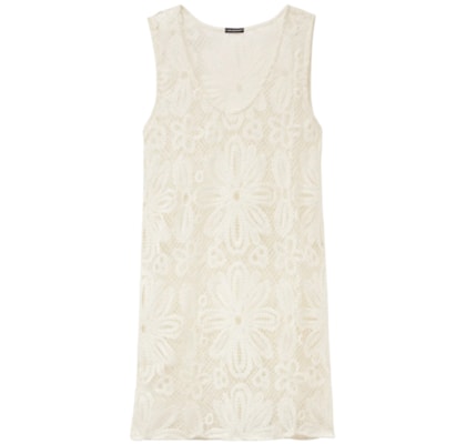 Vestido Curto Em Crochê Floral - Off-White