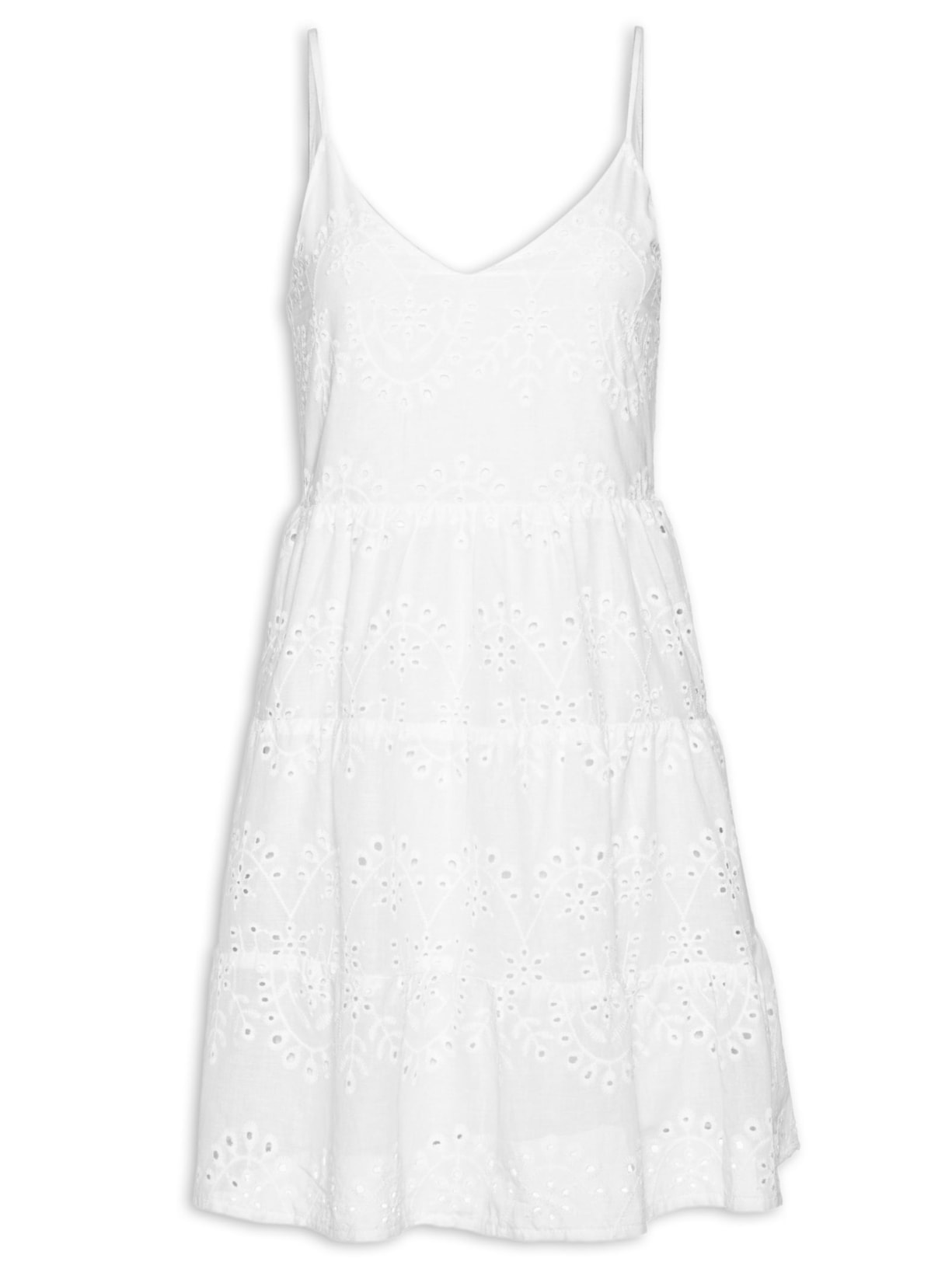 Vestido Curto em Laise Branco Market 33