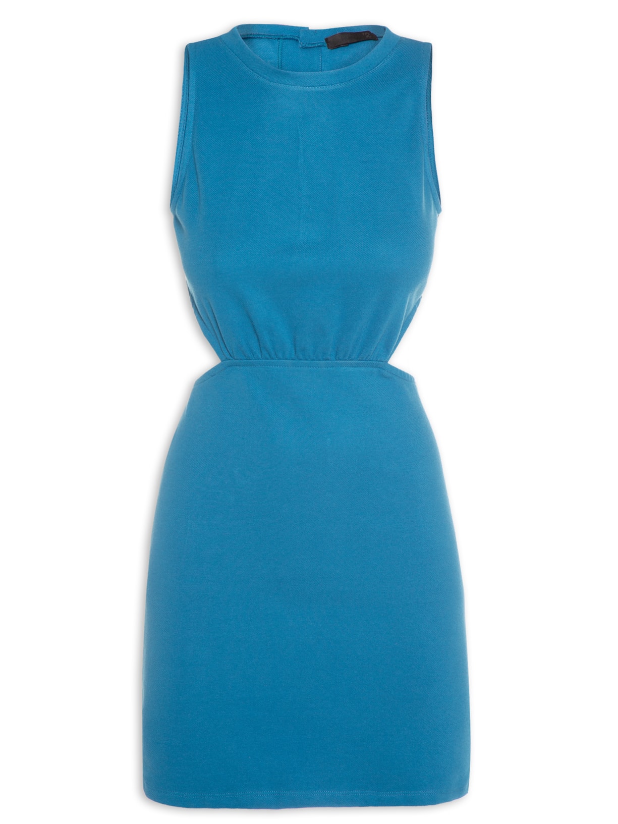 Vestido Curto Em Malha Com Recorte Na Cintura Azul '2Essential