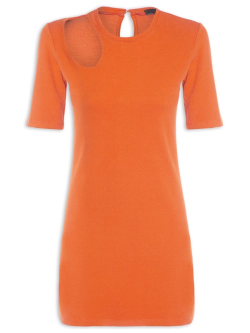 Vestido Curto Em Malha Gota - Laranja