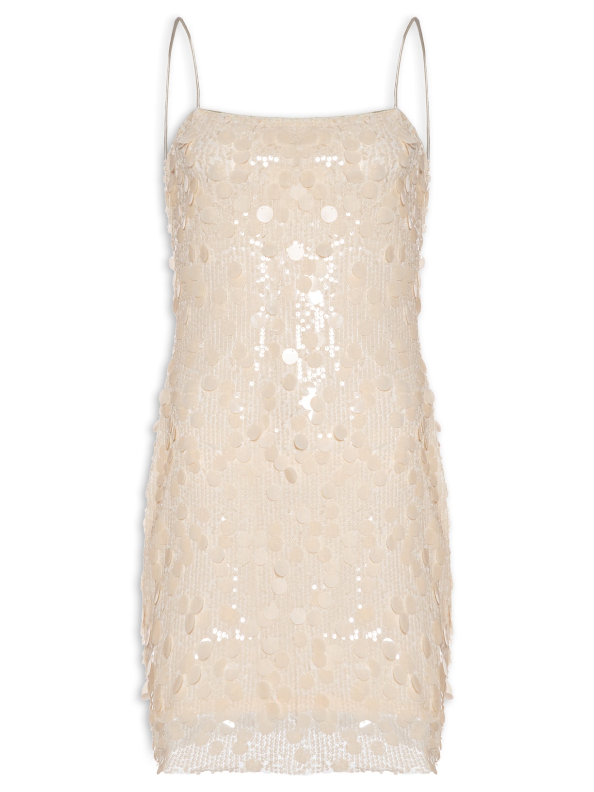 Vestido Curto Em Paetê Bege Market 33