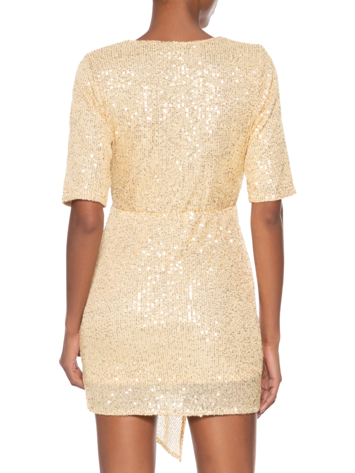 Vestido Curto Em Paetê Dourado Market 33