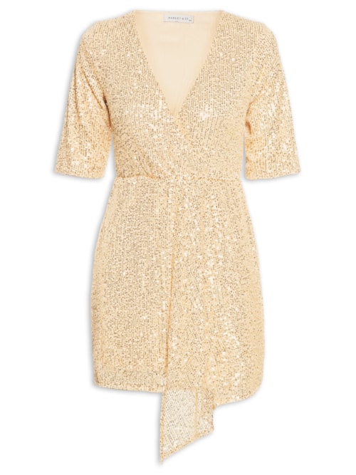 Vestido Curto Em Paetê - Dourado