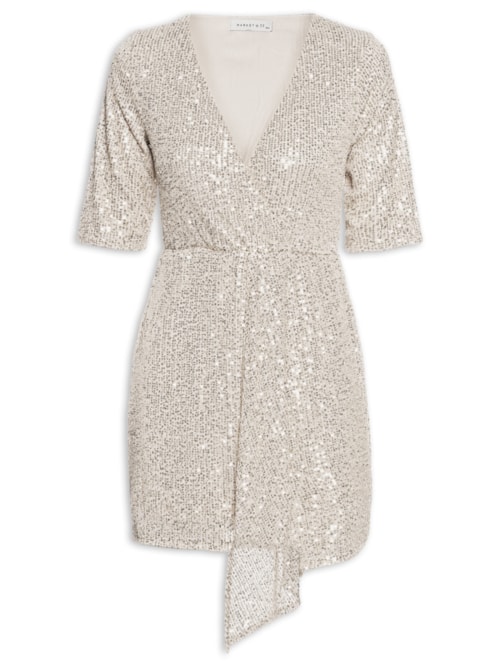 Vestido Curto Em Paetê - Prateado