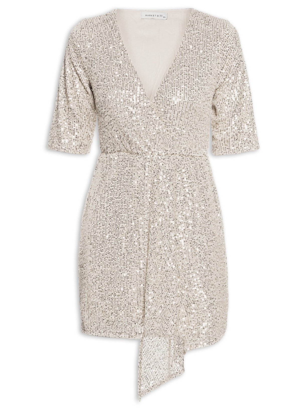 Vestido Curto Em Paetê - Prateado