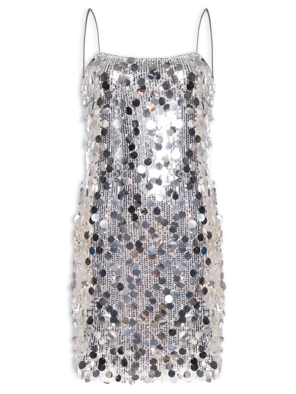 Vestido Curto Em Paetê - Prateado