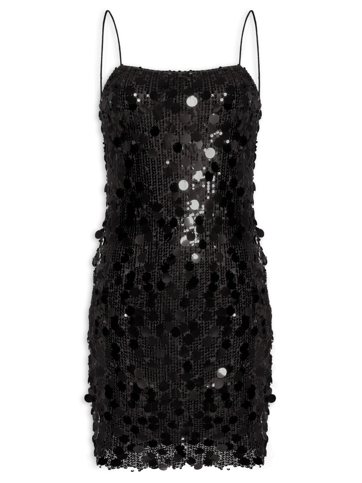 Vestido Curto Em Paetê - Preto