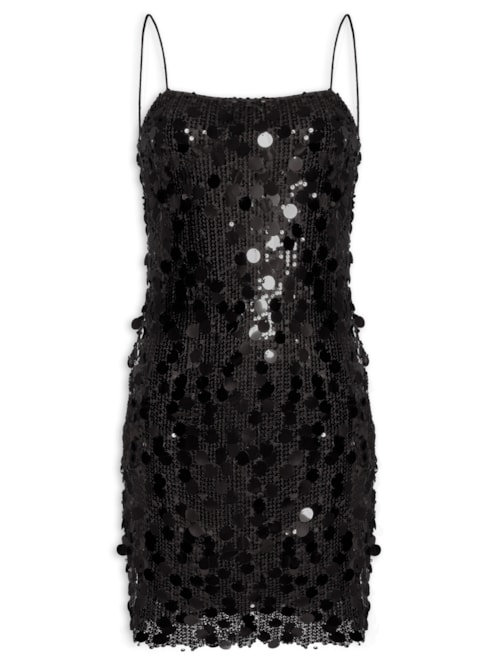 Vestido Curto Em Paetê - Preto