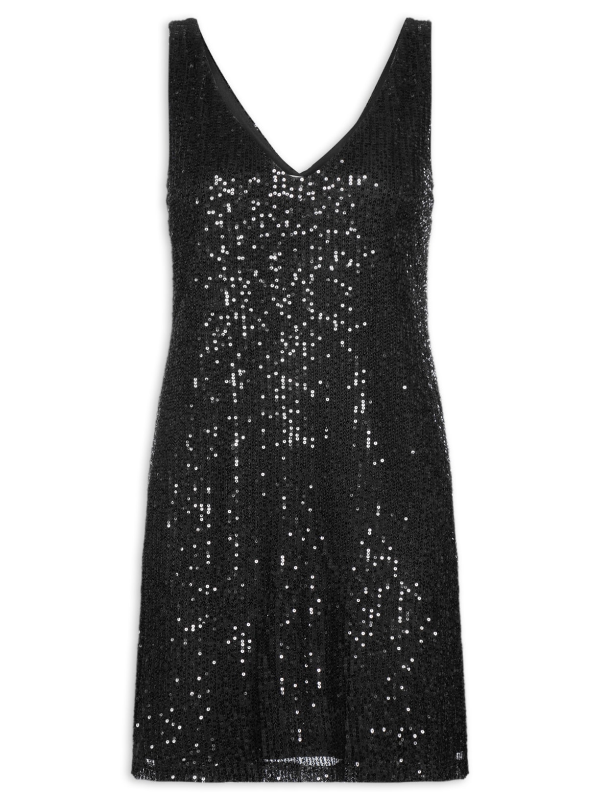 Vestido Curto Em Paetê Preto Market 33