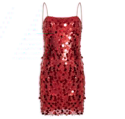 Vestido Curto Em Paetê - Vermelho