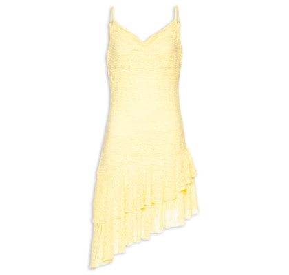 Vestido Curto Em Renda - Amarelo