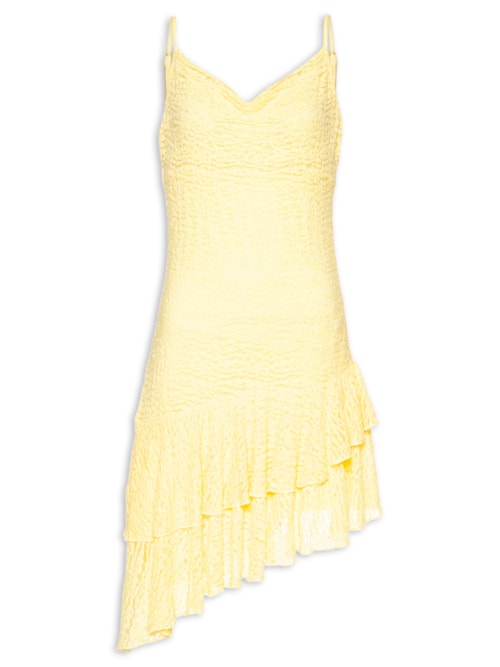 Vestido Curto Em Renda - Amarelo