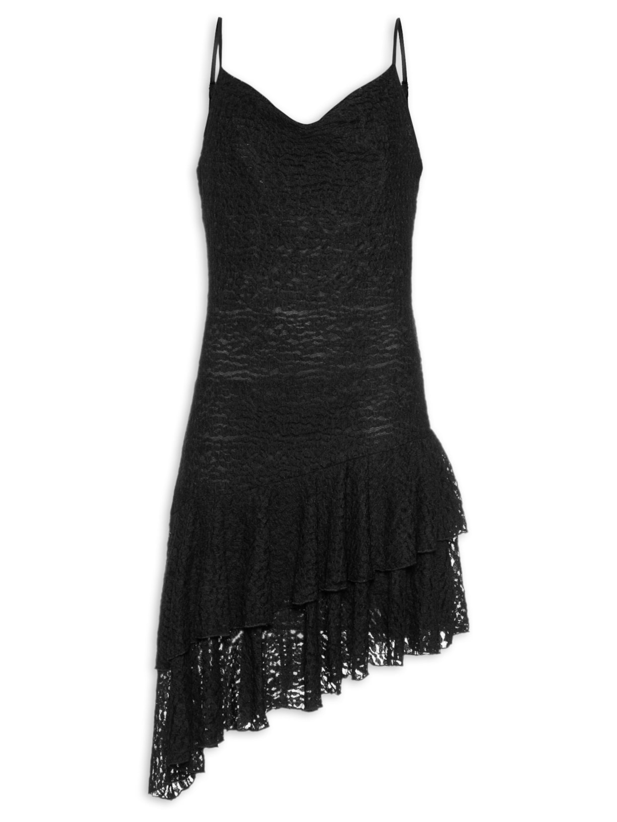 Vestido Curto Em Renda Preto Market 33