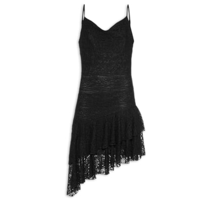 Vestido Curto Em Renda - Preto