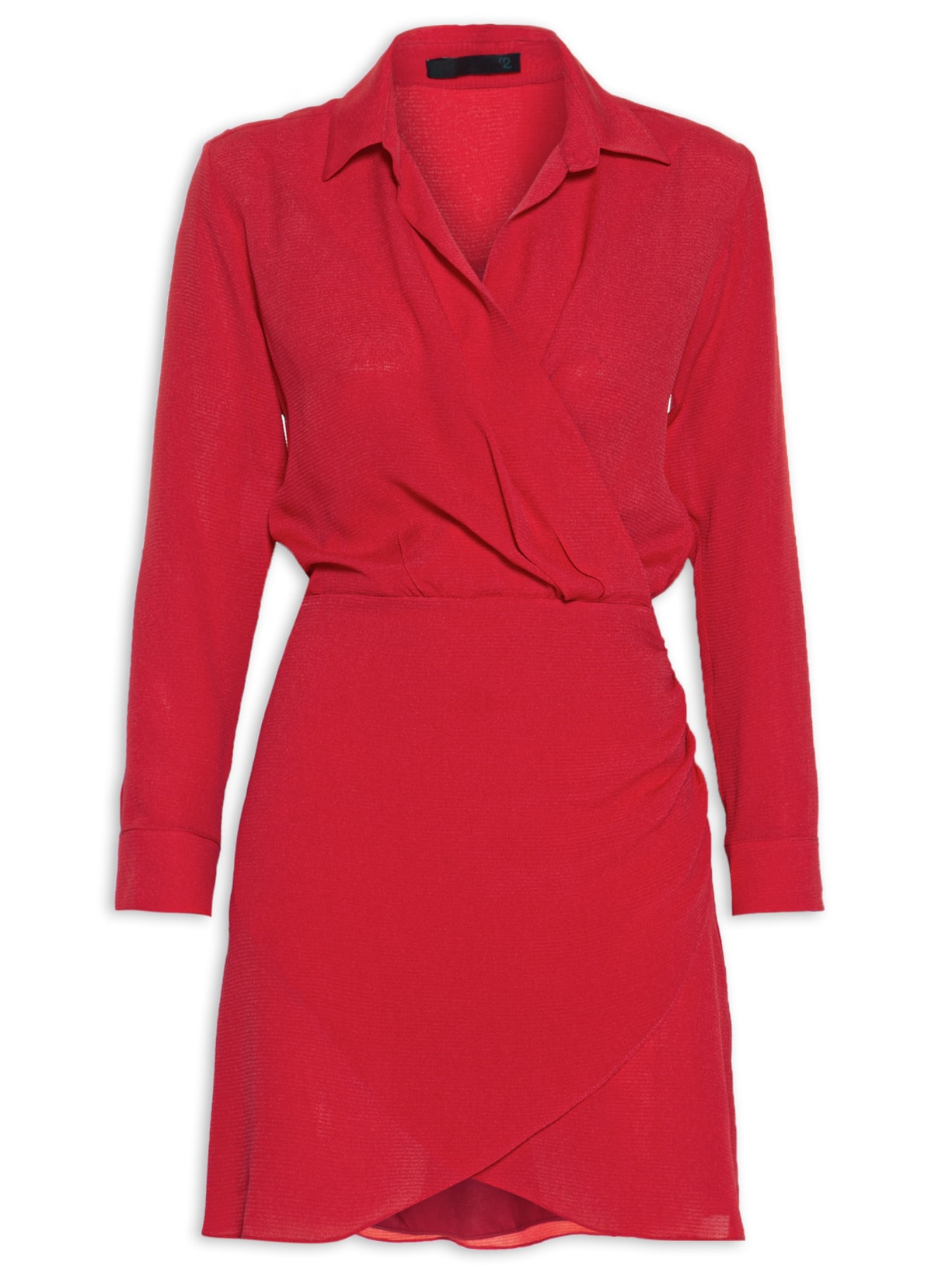 Vestido Curto Em Seda Pura Transpassado - Vermelho