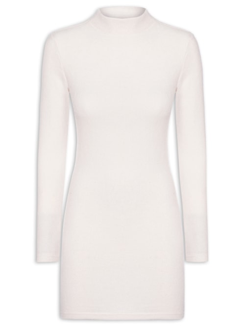 Vestido Curto Em Tricot - Off White