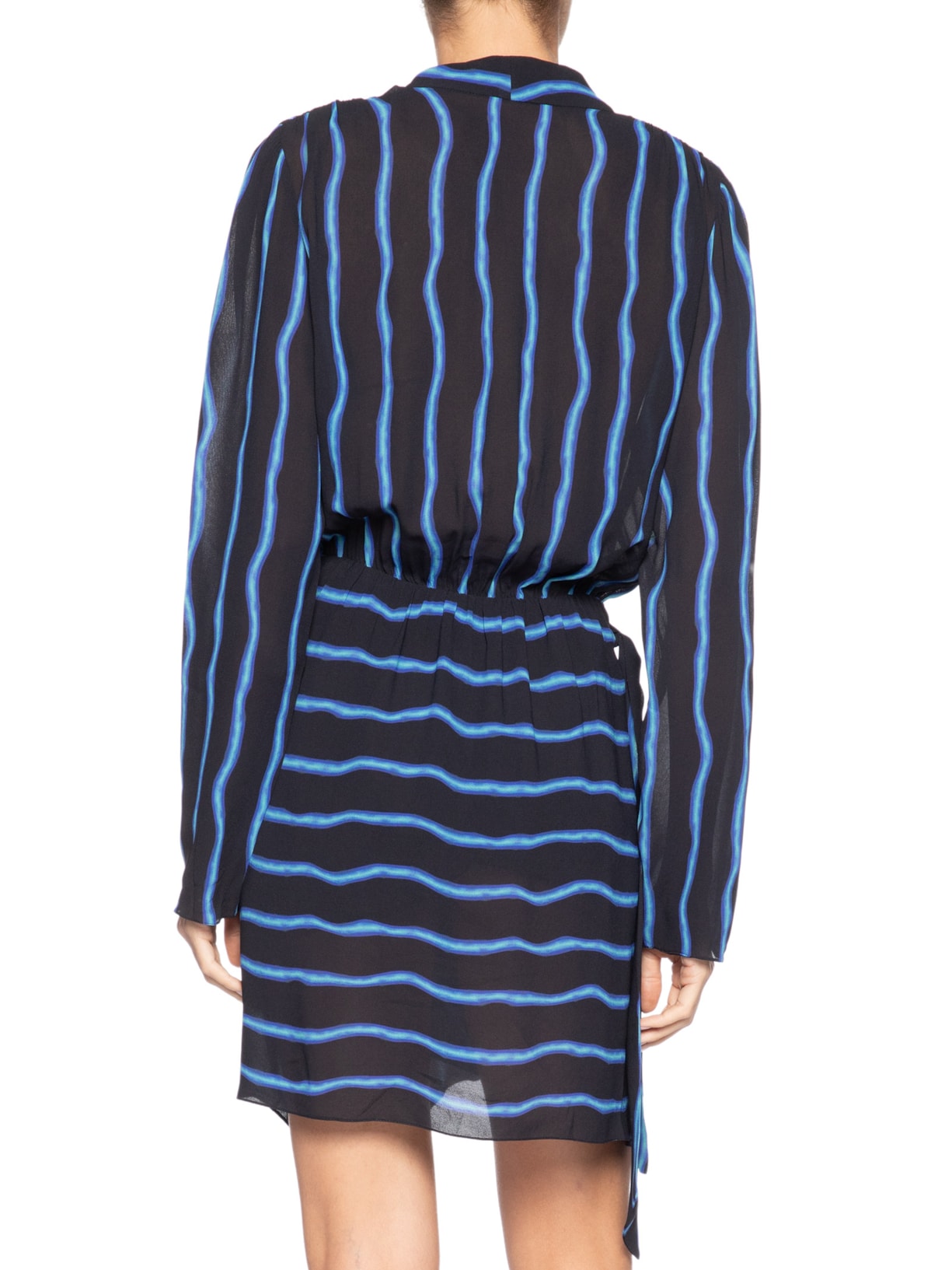 Vestido Curto Envelope Listrado – Preto Animale
