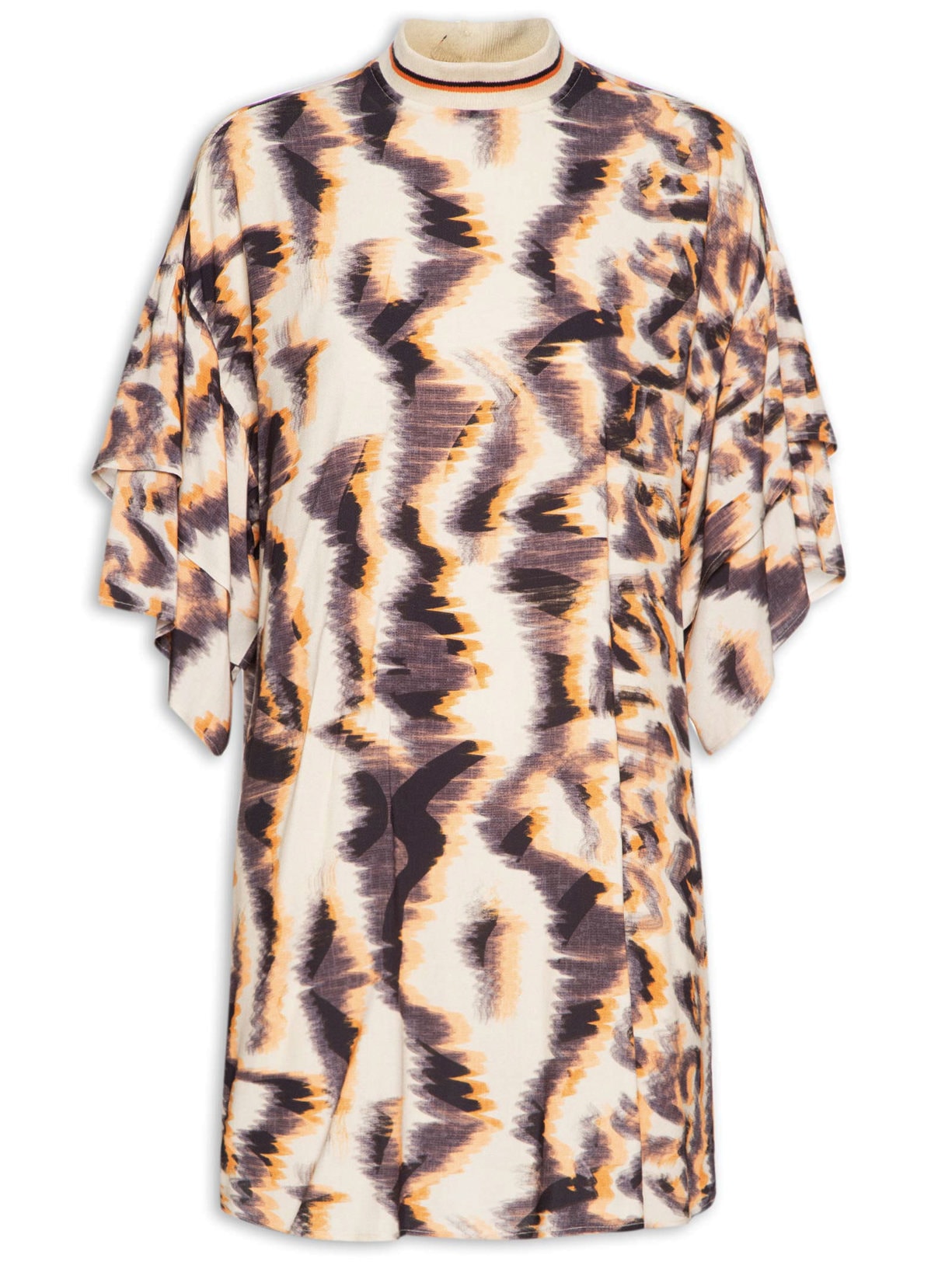 Vestido Curto Estampa Animal Marfim - Bege