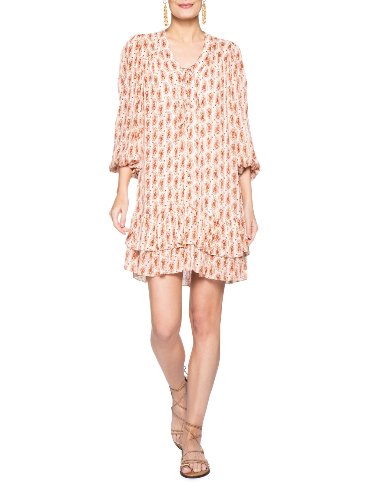 Vestido Curto Estampa Beira Mar Bege Dress To