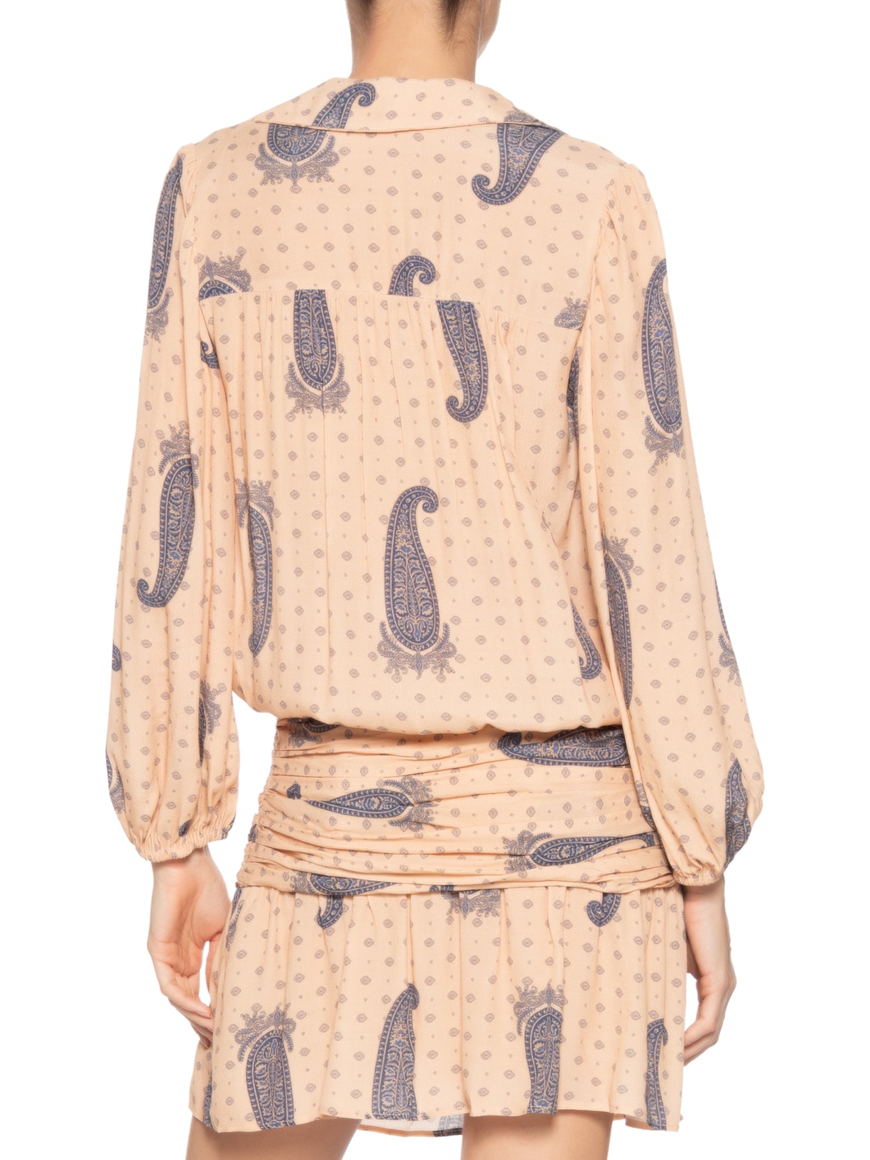 Vestido Curto Estampa Gold Blue Bege Maria Filó