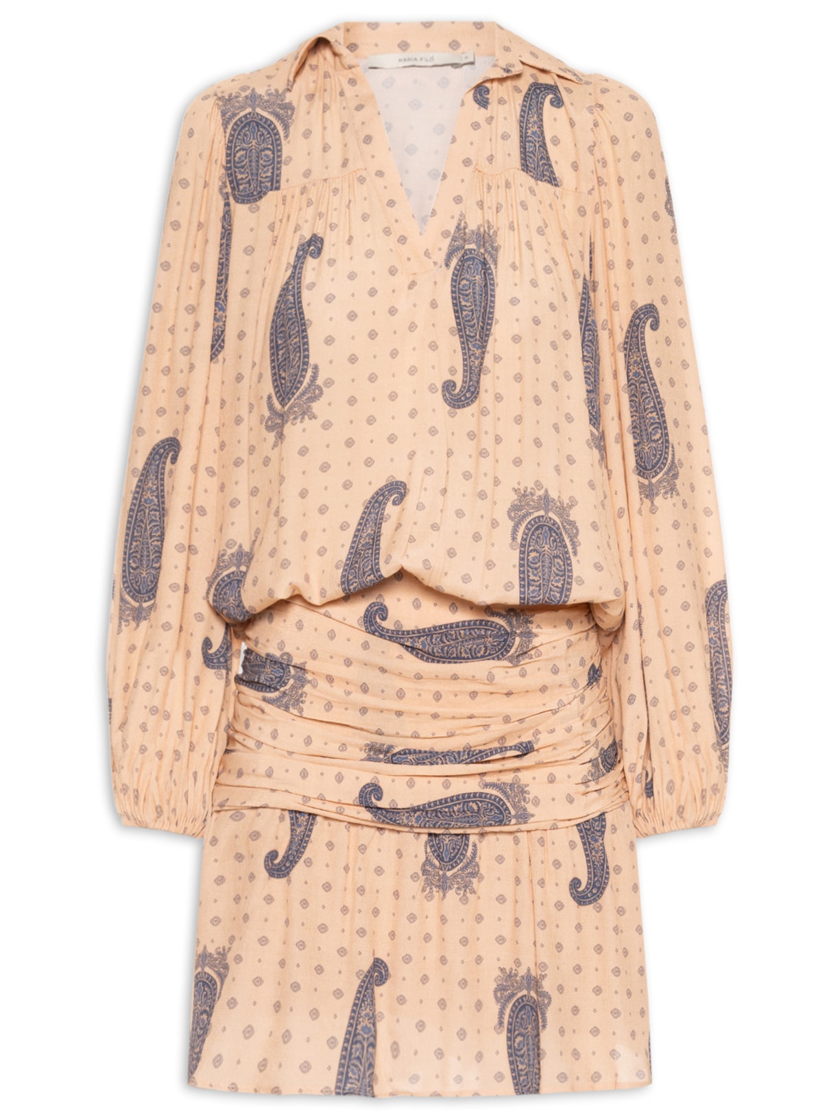 Vestido Curto Estampa Gold Blue - Bege