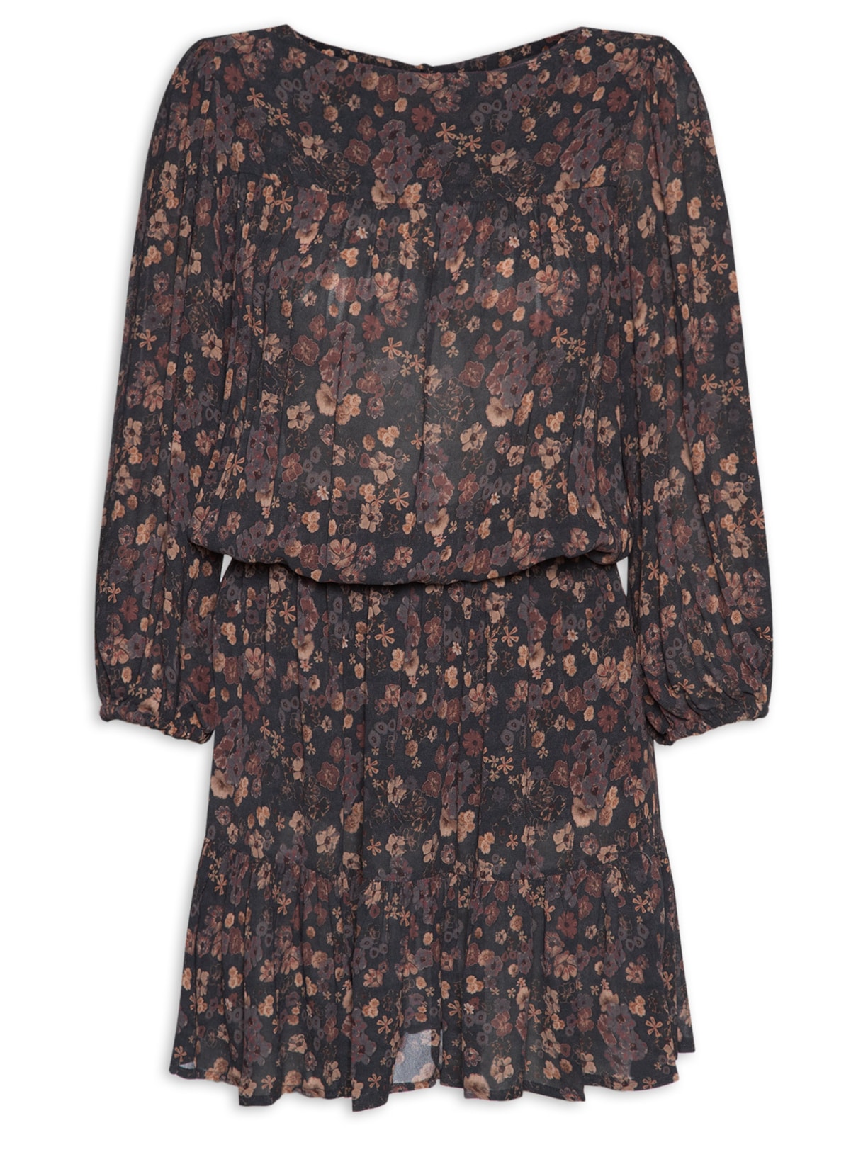 Vestido Curto Estampa Lush Mix - Cinza