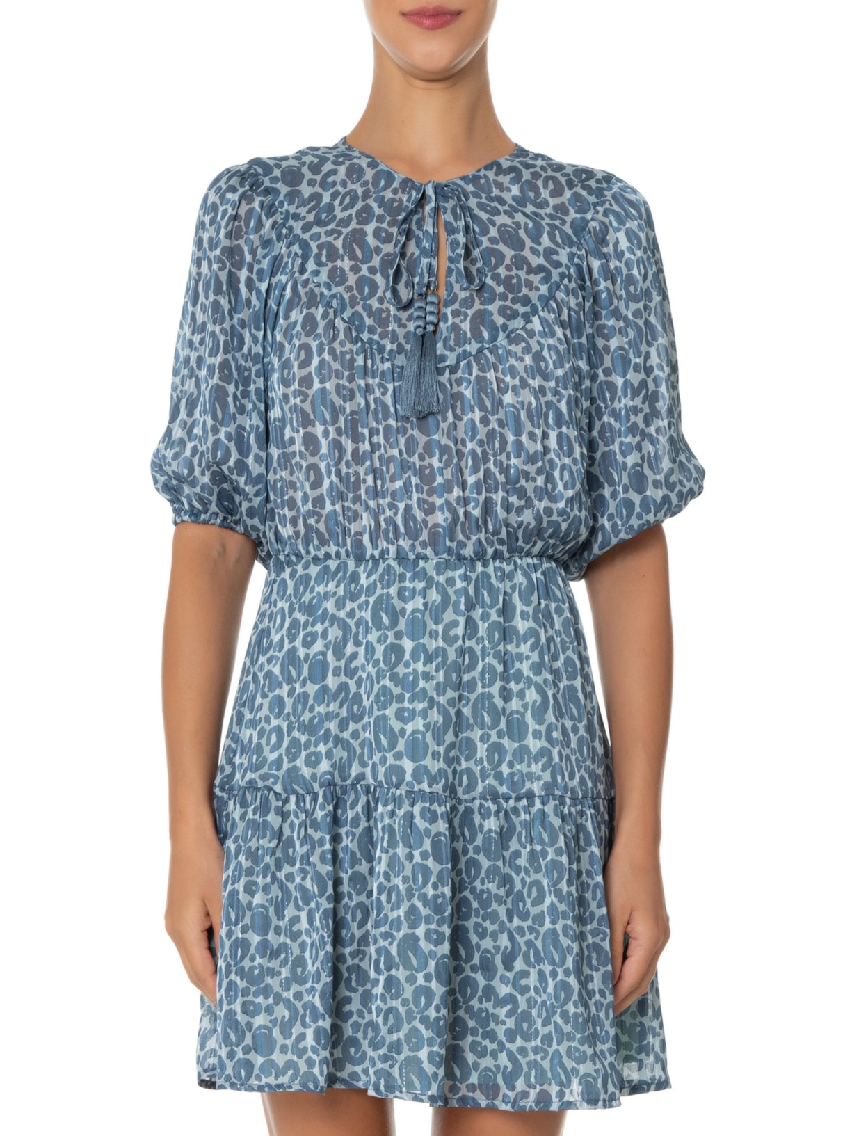 Vestido Curto Estampa Maragogi Cristal Animal Print Maria Filó