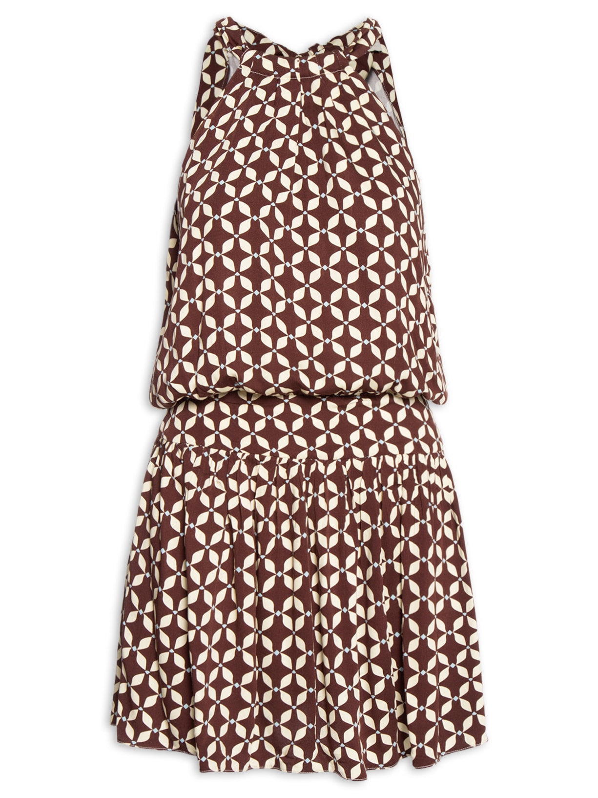 Vestido Curto Estampa Peixito Marrom Dress To
