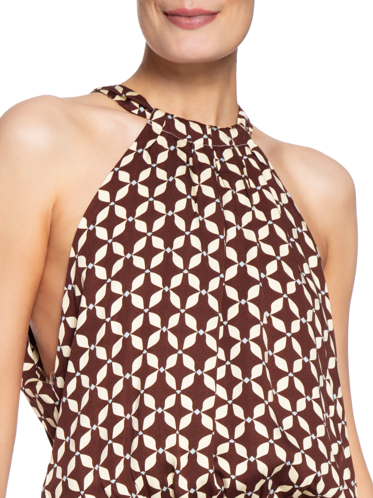 Vestido Curto Estampa Peixito Marrom Dress To