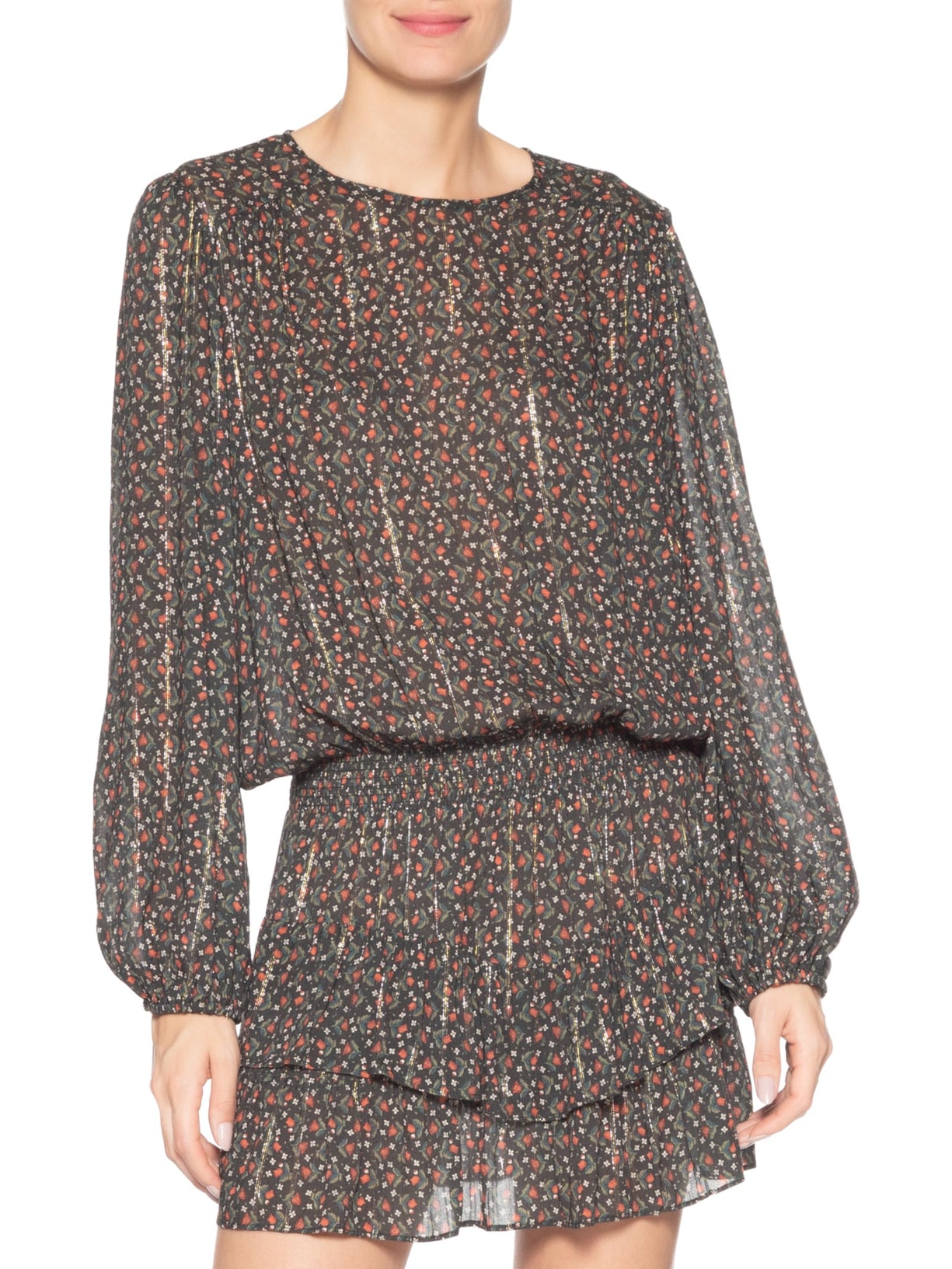 Vestido Curto Estampa Serena Preto Maria Filó