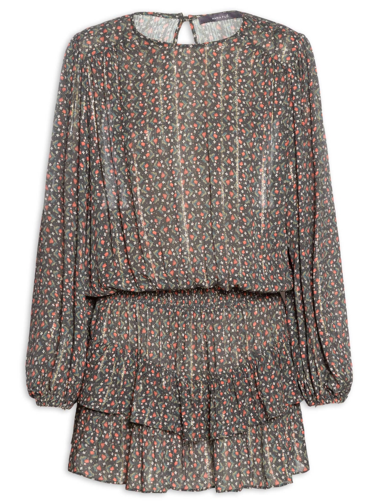 Vestido Curto Estampa Serena Preto Maria Filó