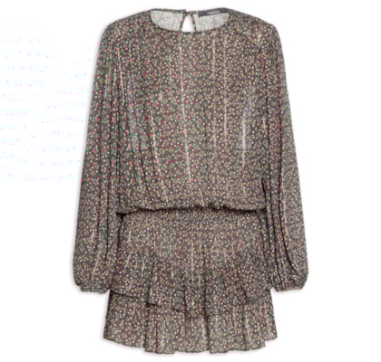 Vestido Curto Estampa Serena - Preto