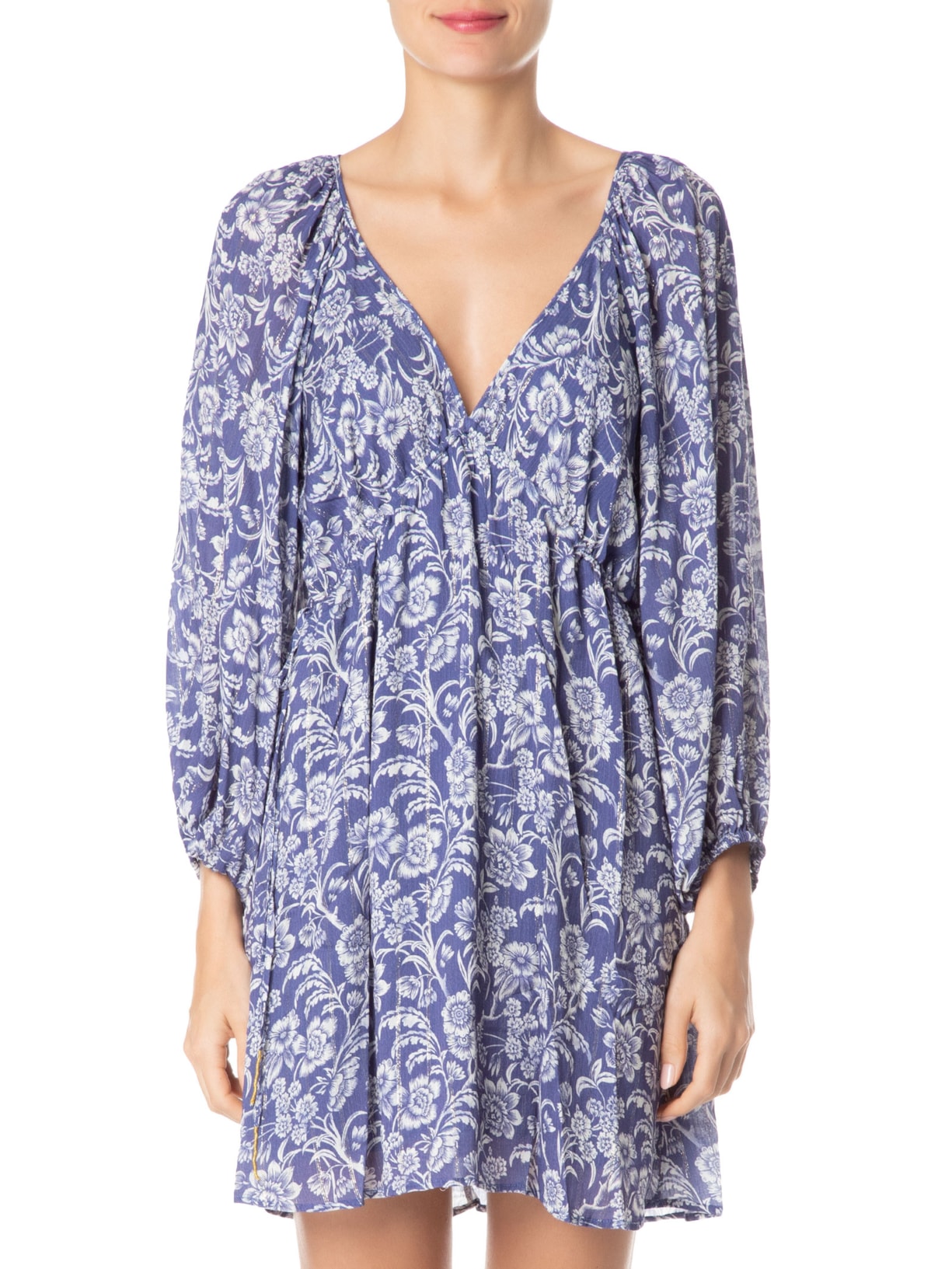 Vestido Curto Estampa Sicilia Azul Maria Filó