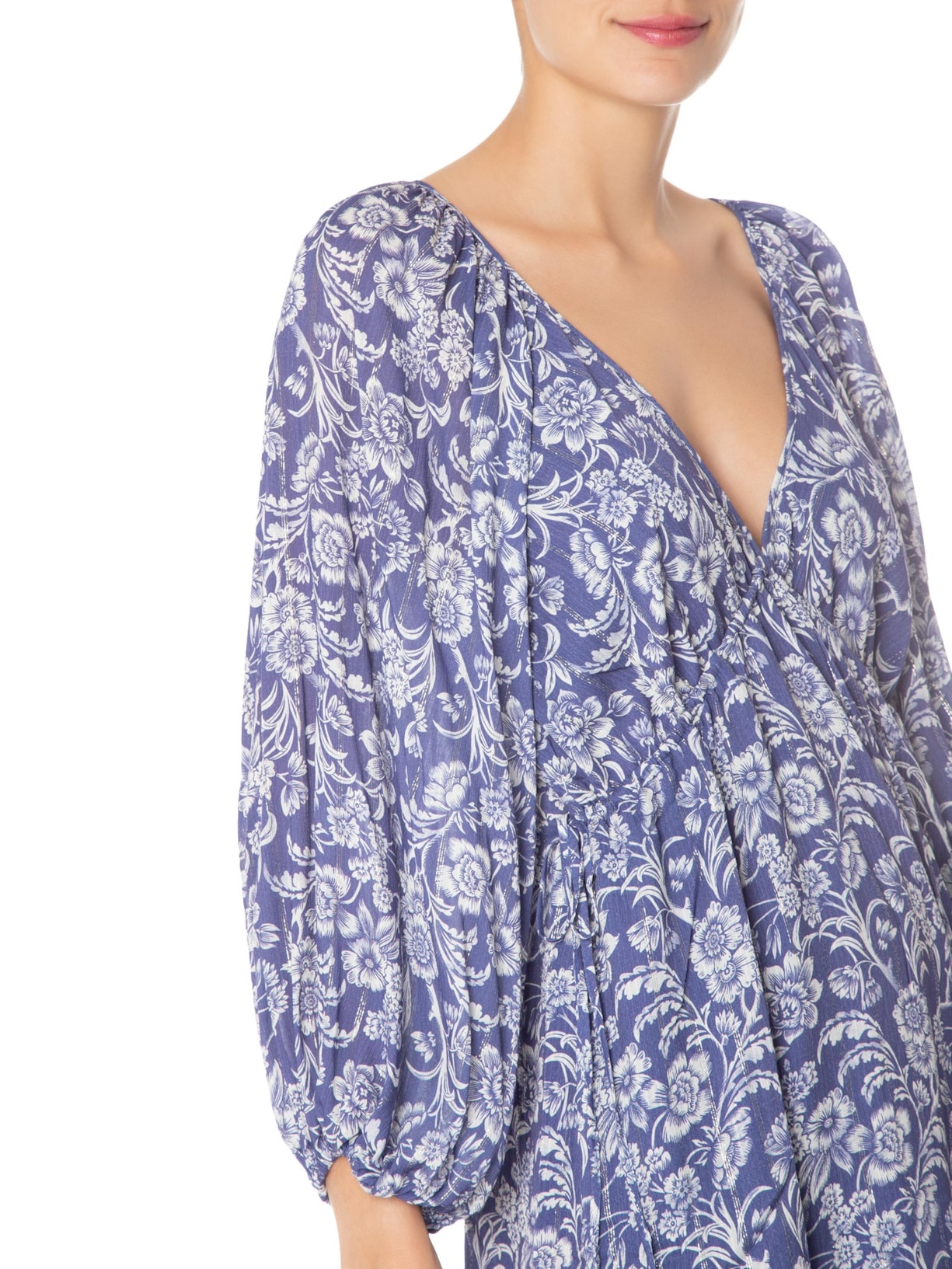 Vestido Curto Estampa Sicilia Azul Maria Filó