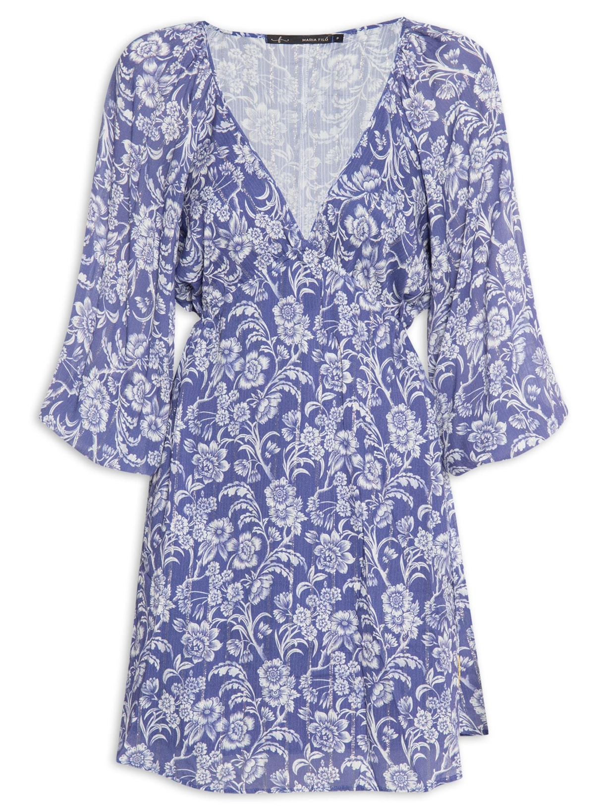 Vestido Curto Estampa Sicilia Azul Maria Filó