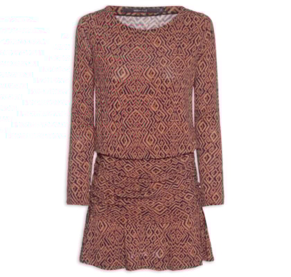 Vestido Curto Estampa Zuma B - Marrom