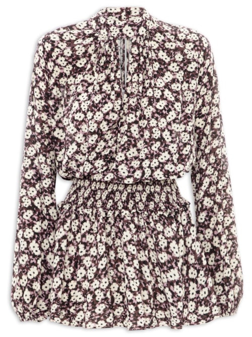 Vestido Curto Estampado - Roxo
