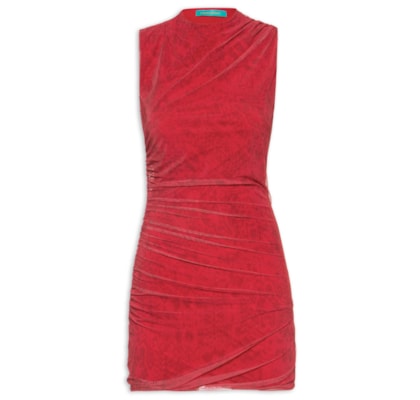 Vestido Curto Estampado - Vermelho