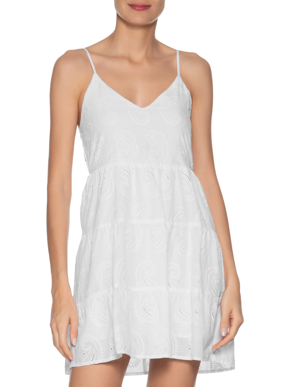 Vestido Curto Feminino Em Laise Branco Market 33