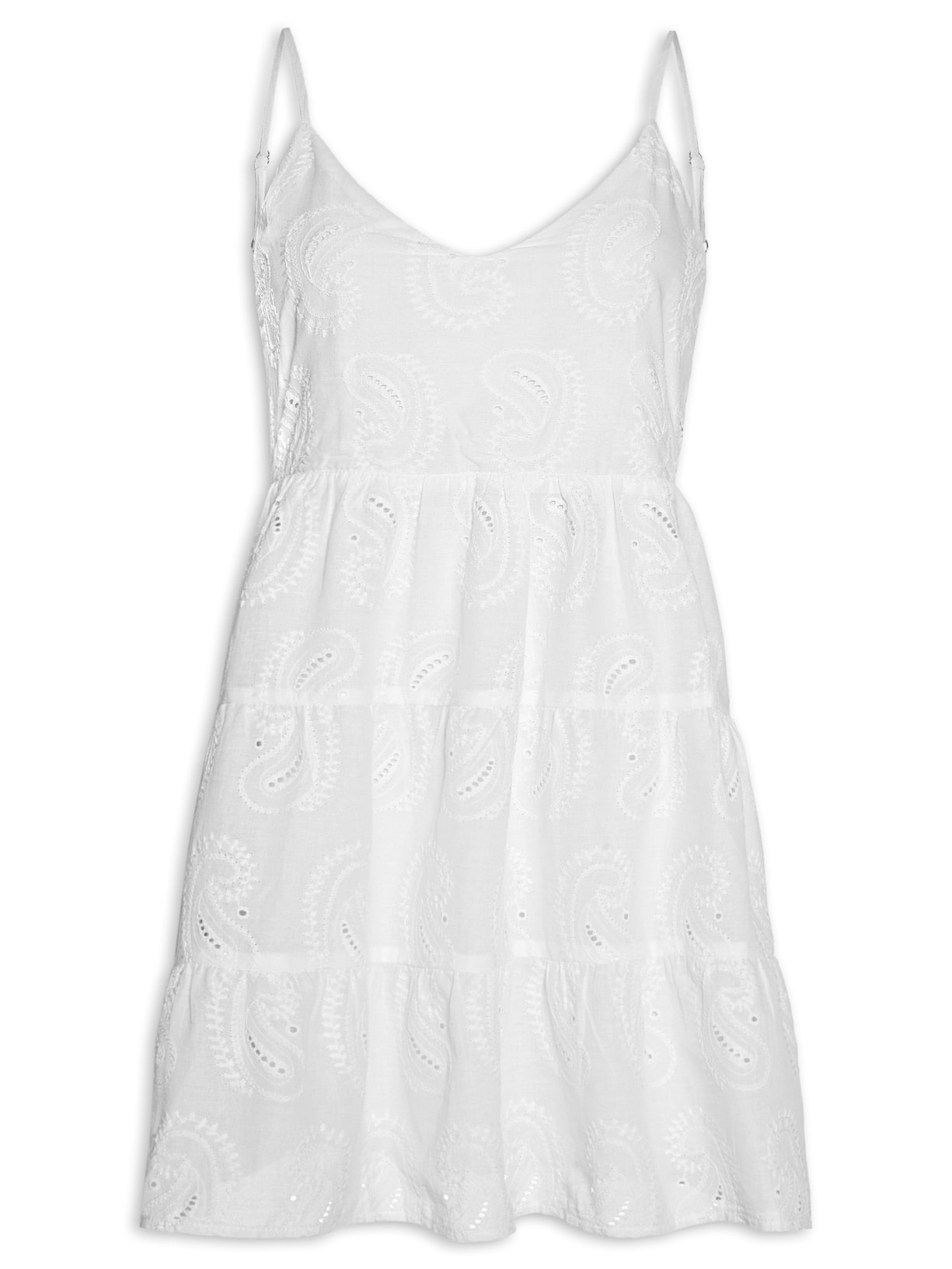 Vestido Curto Feminino Em Laise - Branco