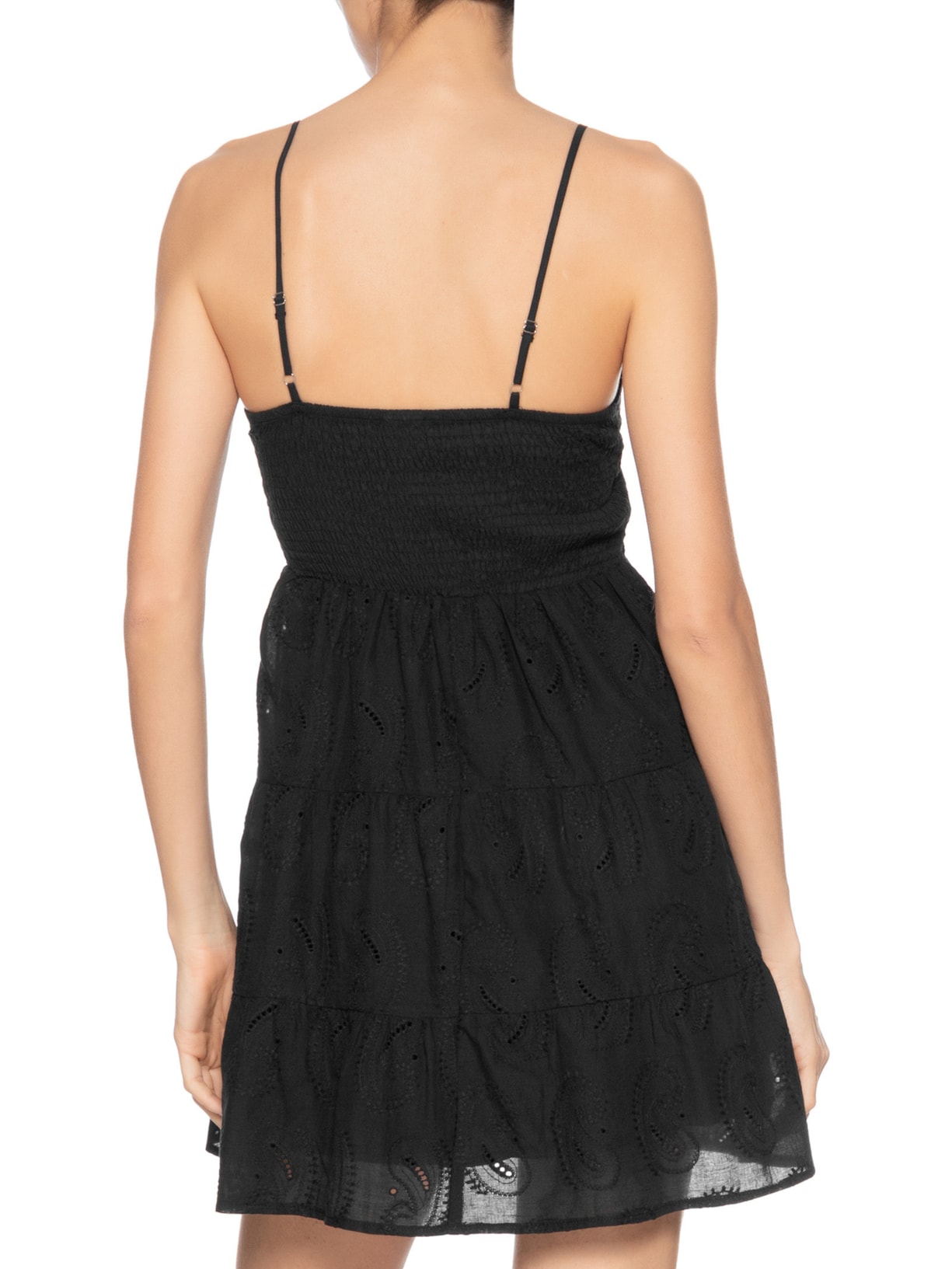 Vestido Curto Feminino Em Laise Preto Market 33