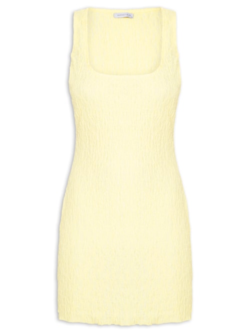 Vestido Curto Feminino Texturizado - Amarelo