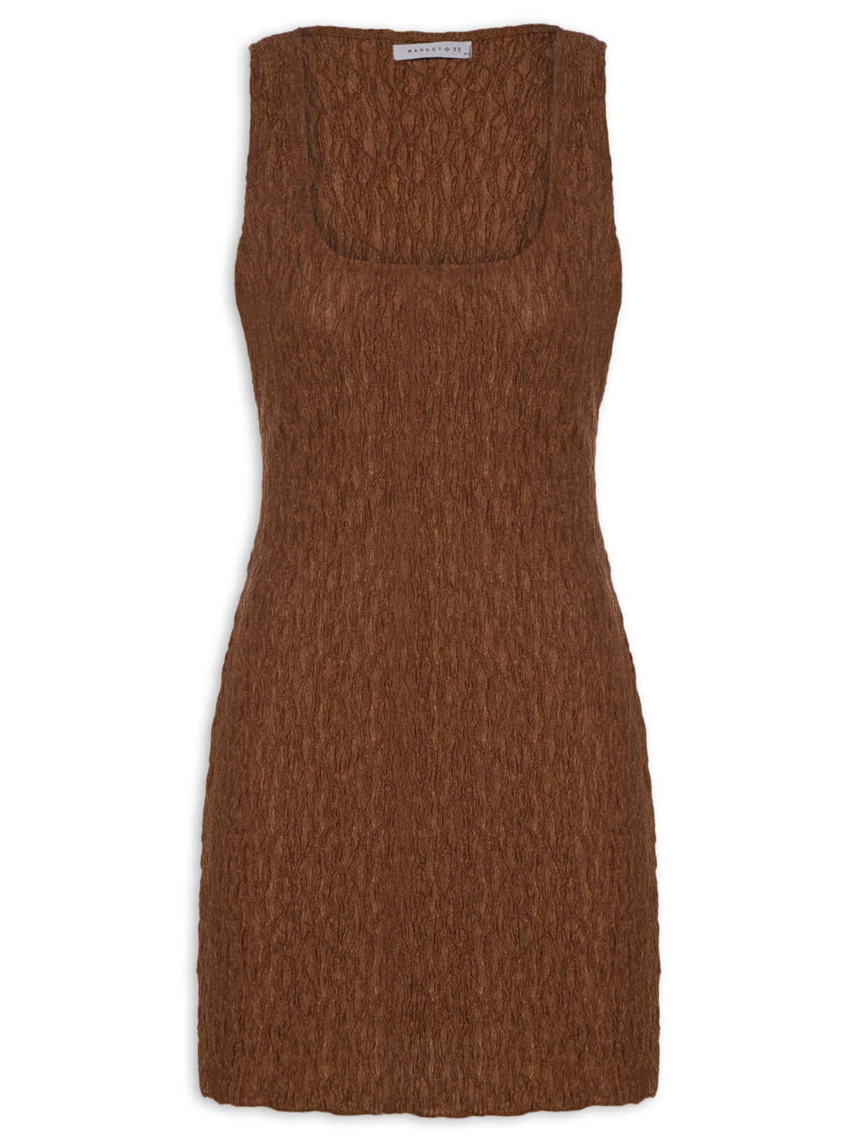 Vestido Curto Feminino Texturizado Marrom Market 33