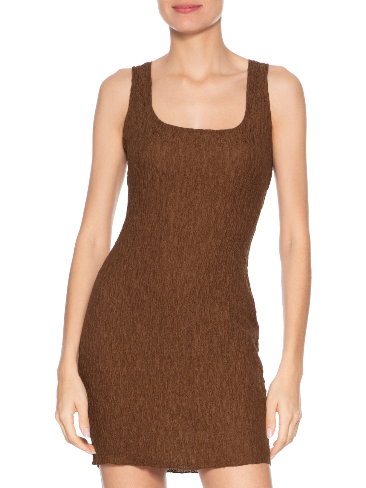 Vestido Curto Feminino Texturizado Marrom Market 33