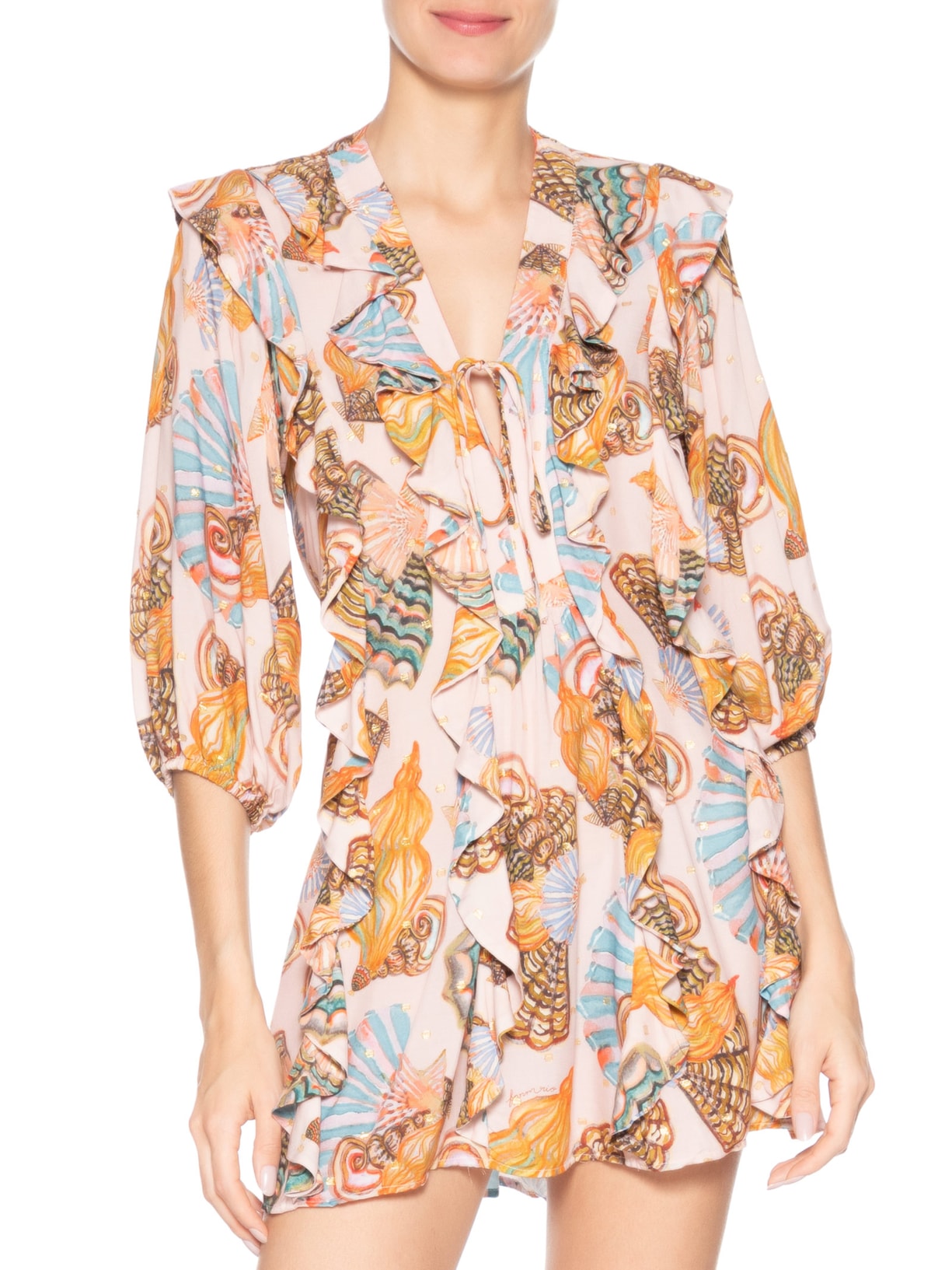 Vestido Curto Festa De Concha Rosa Farm