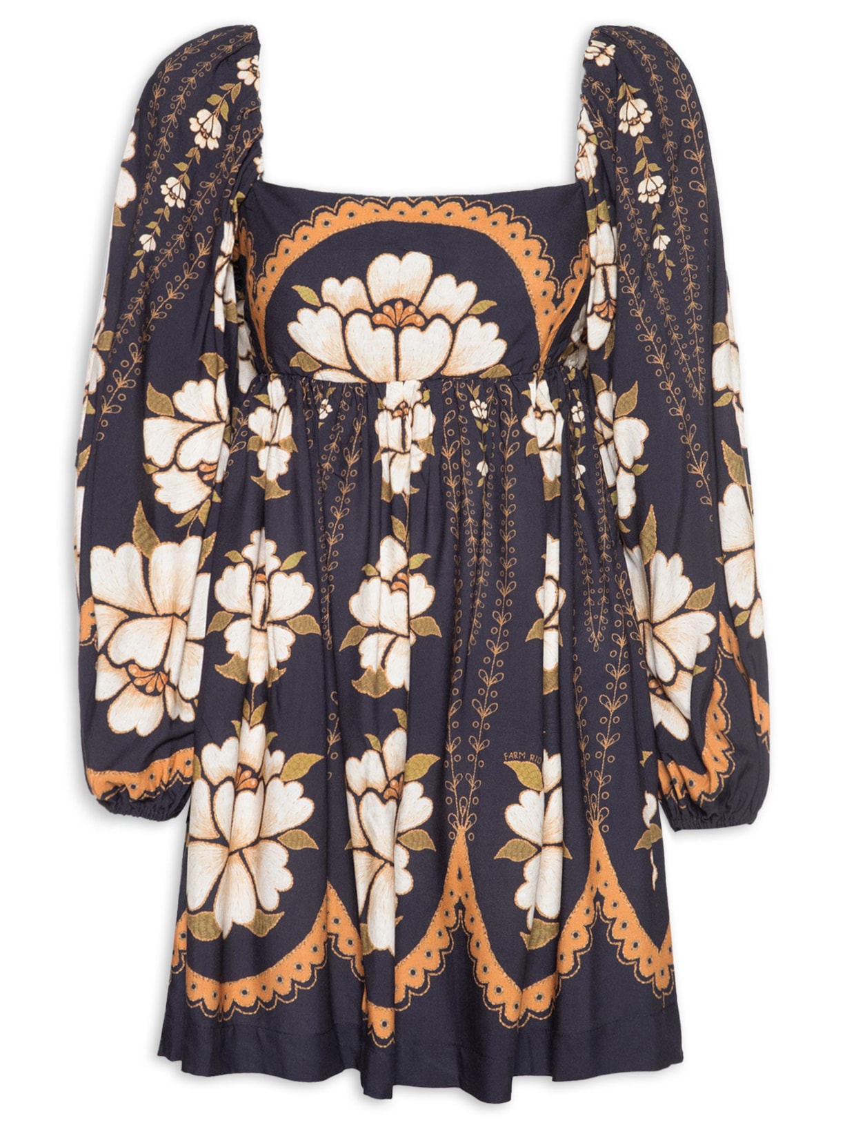 Vestido Curto Flor Bordada - Preto