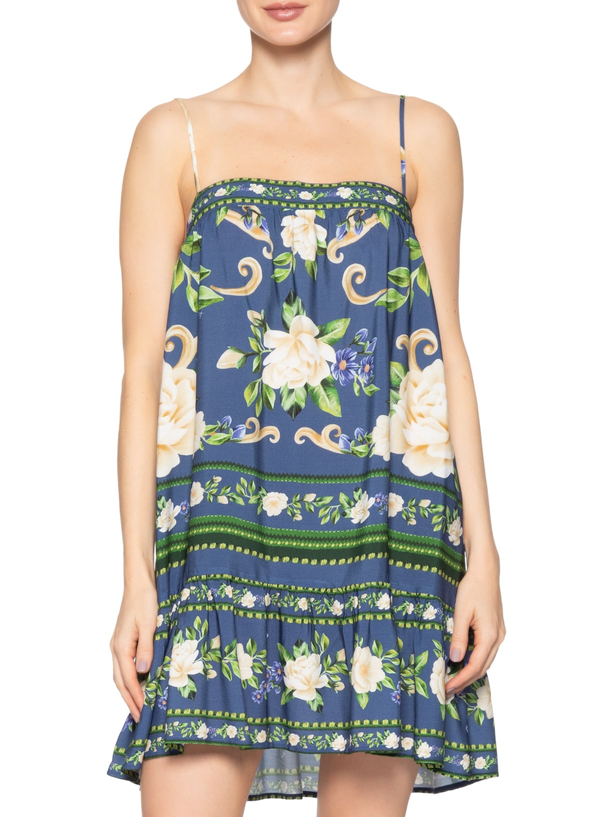 Vestido Curto Flor Celeste  Azul Farm